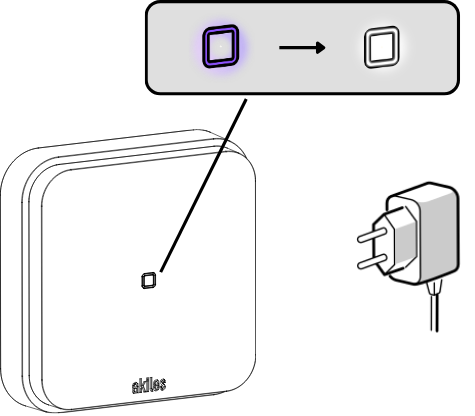 Status LED blinking purple, then solid white